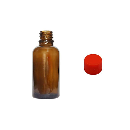 30ml Premium Amber Glass Dropper Bottle with Red PP Wadded Cap DIN 18mm