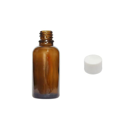 30ml Premium Amber Glass Dropper Bottle with White PP Wadded Cap DIN 18mm