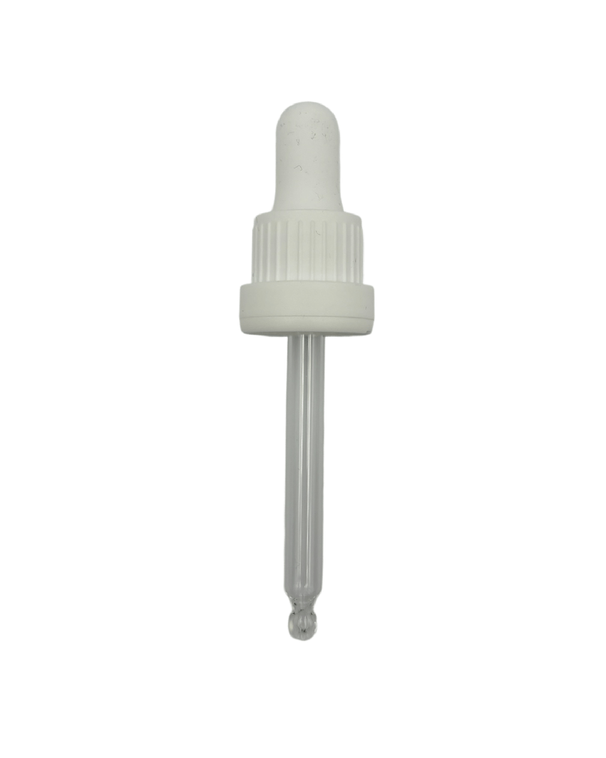 30ml Frosted Clear Glass Dropper Bottle with 30ml White TE BEP - Pack of 12