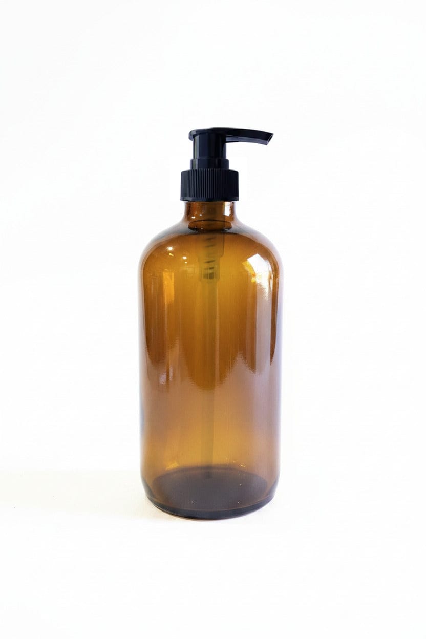 500ml Amber Boston Bottle with Black Lotion Pump Dispenser