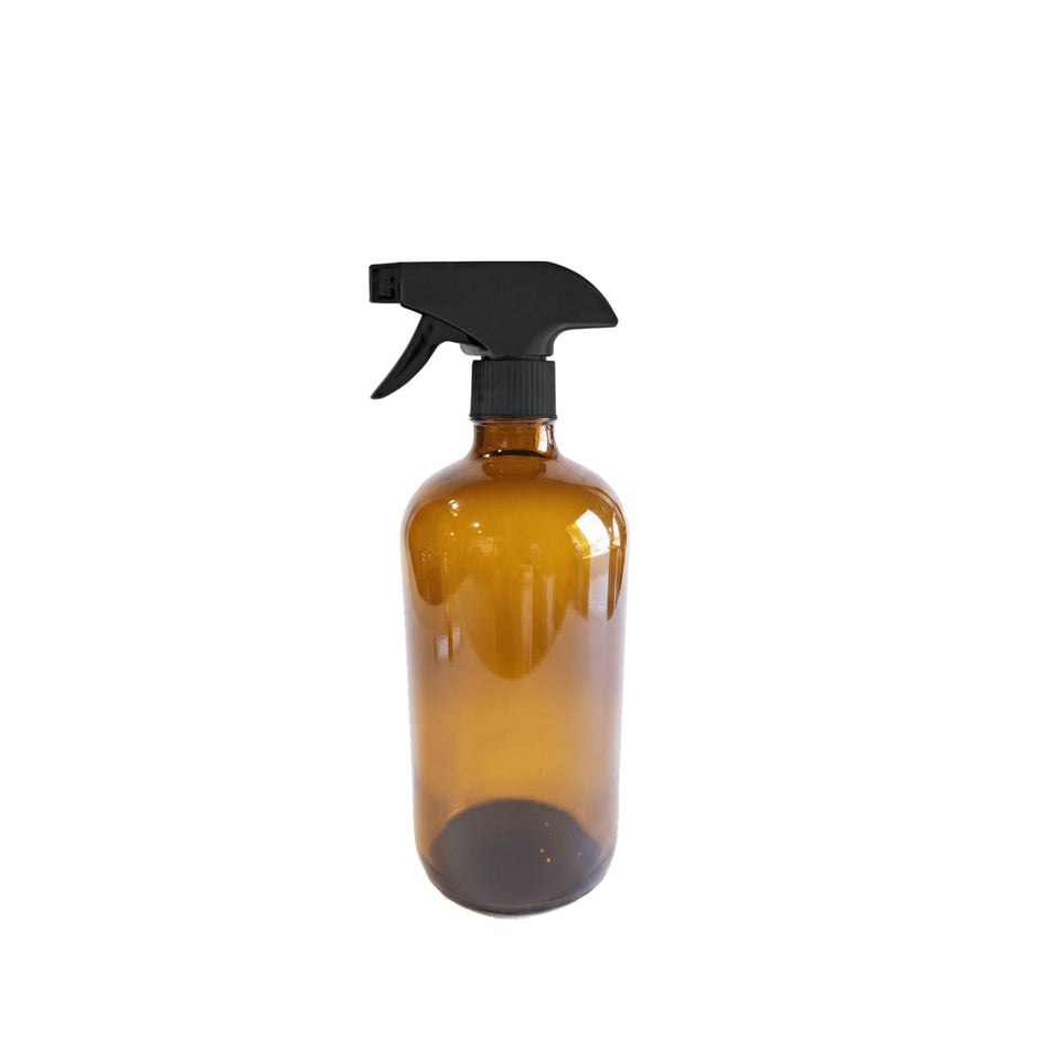 500ml Amber Boston Bottle with Black Trigger Spray Nozzle
