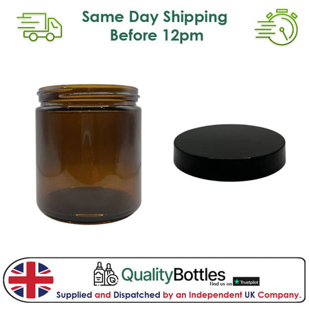 500ml Amber Glass Jar With Black PP Lid - Pack of 15