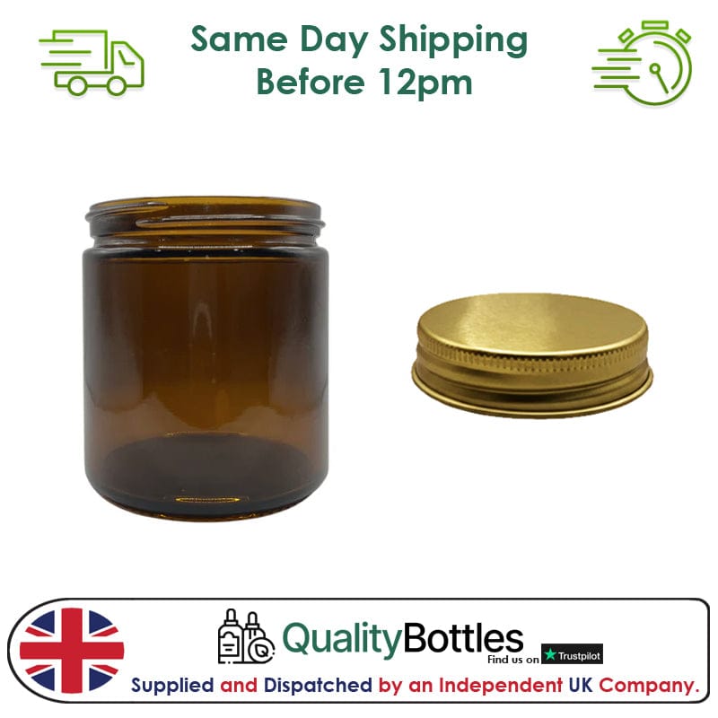 500ml Amber Glass Jar With Gold Aluminium Lid - Pack of 15