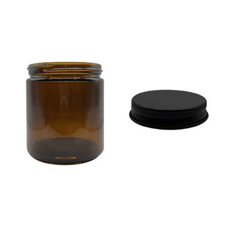 500ml Amber Glass Jar With Matte Black Aluminium Lid - Pack of 15