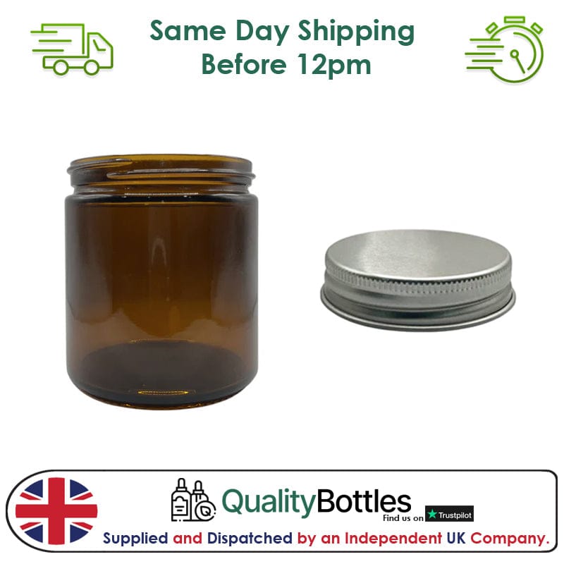 500ml Amber Glass Jar With Silver Aluminium Lid - Pack of 15