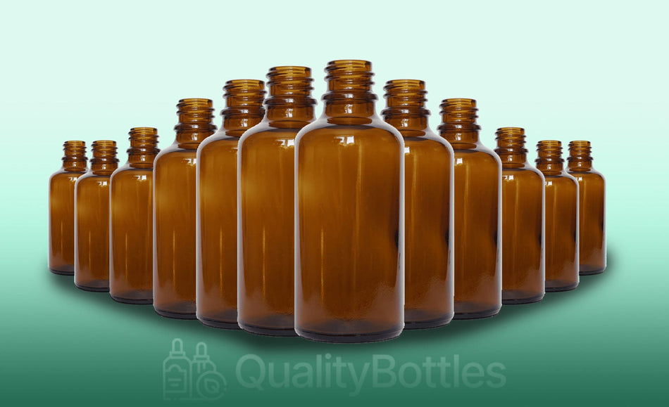 50ml Amber Glass Dropper Bottle with 50ml Black TE BEP - Pack of 12