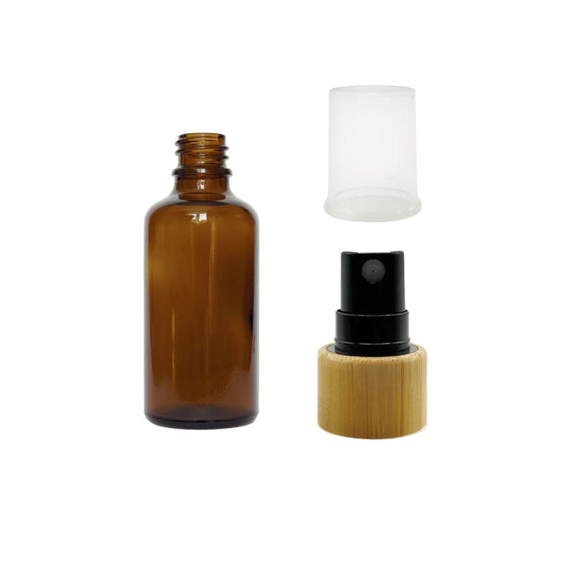 50ml Amber Glass Dropper Bottle With Black Bamboo Atomiser