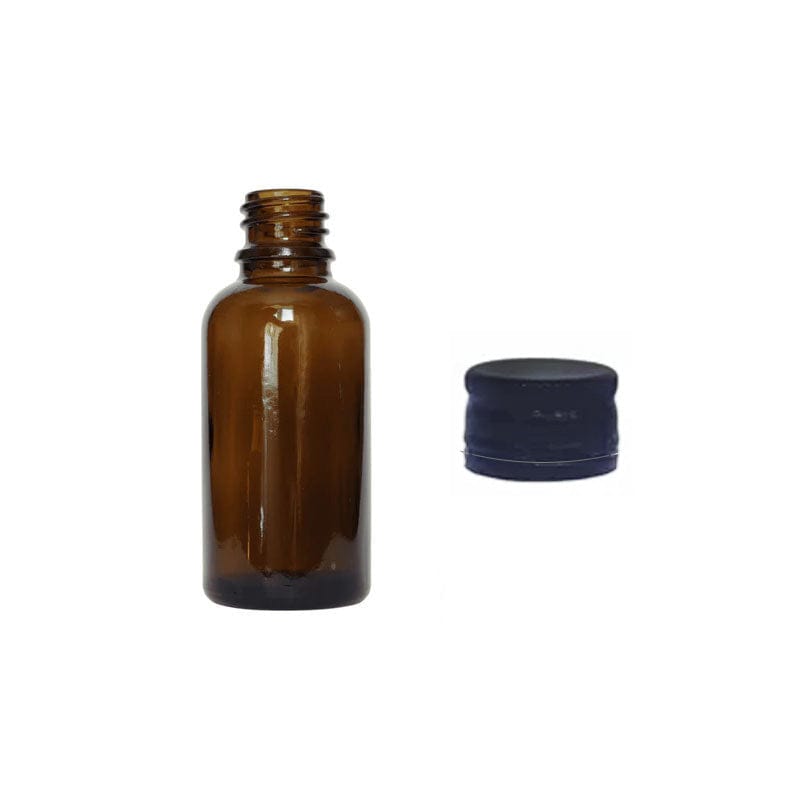 50ml Amber Glass Dropper Bottle With Black Tamper Evident Aluminium Cap