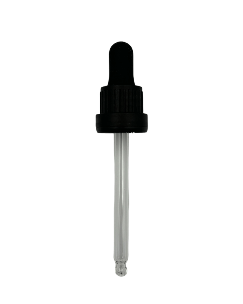 50ml Frosted Clear Glass Dropper Bottle with 50ml Black TE BEP - Pack of 12