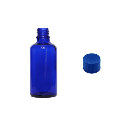 50ml Blue Glass Dropper Bottle with Blue PP Wadded Cap DIN 18mm