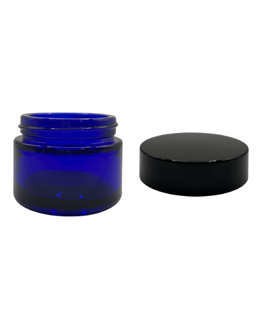 50ml Blue Glass Jar with Black ABS Lid