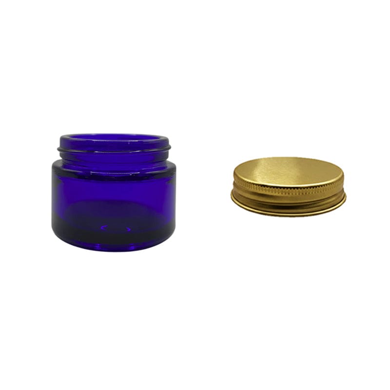 50ml Blue Glass Jar With Gold Aluminium Lid
