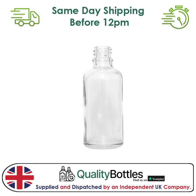 50ml Clear Glass Dropper Bottle - Pack of 12