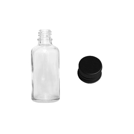 50ml Clear Glass Dropper Bottle with Black Aluminium Cap