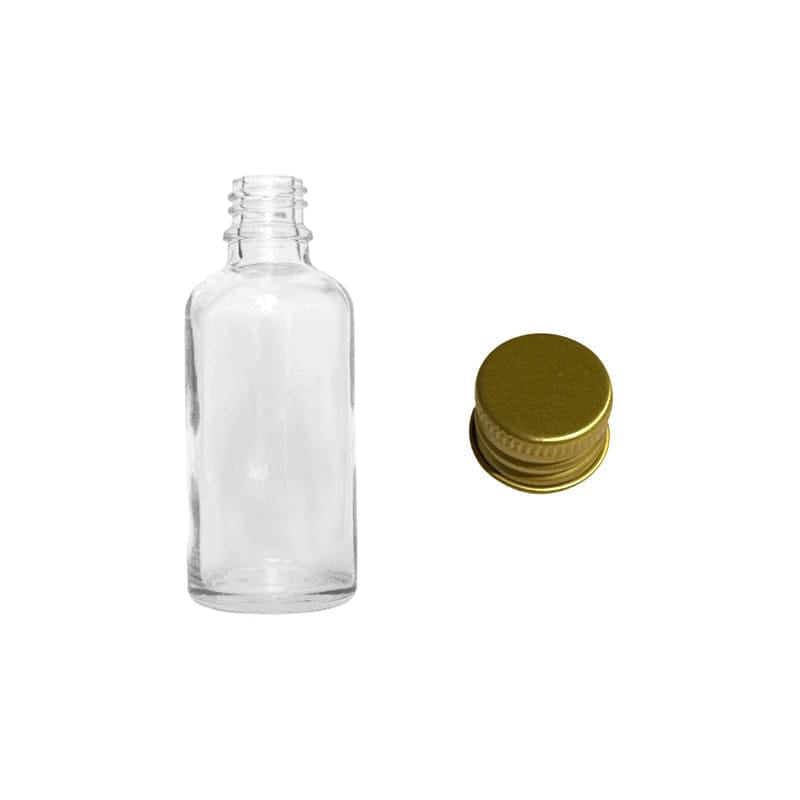 50ml Clear Glass Dropper Bottle with Gold Aluminium Cap