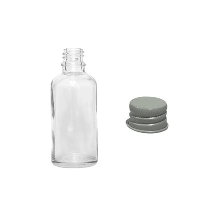 50ml Clear Glass Dropper Bottle with White Aluminium Cap