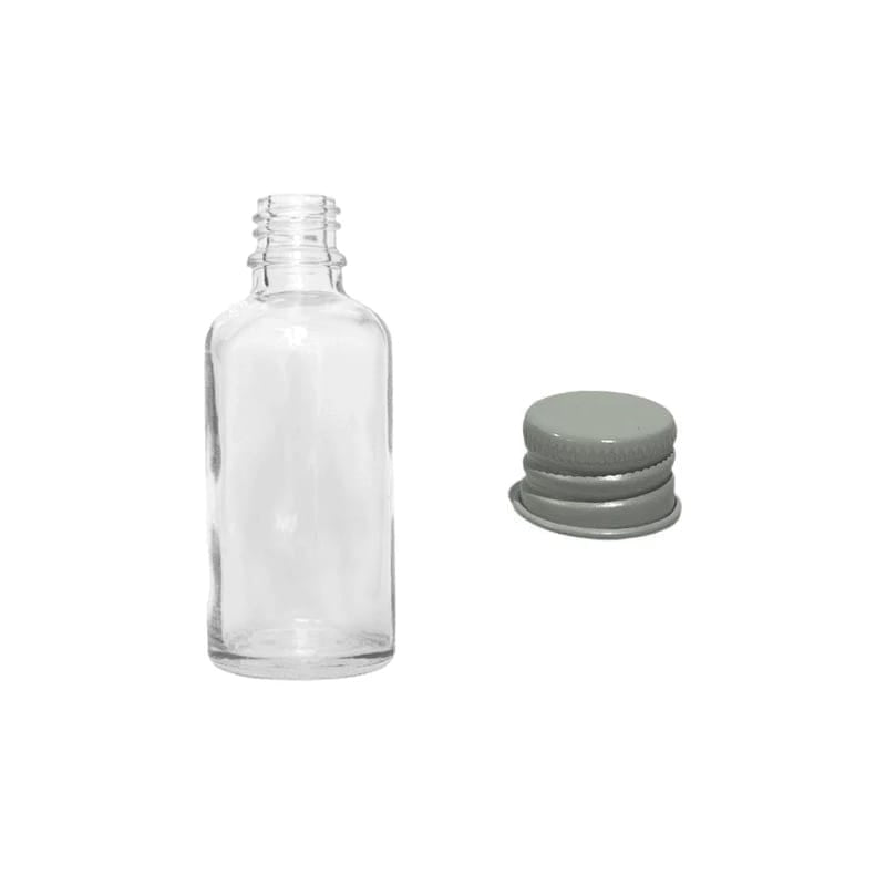 50ml Clear Glass Dropper Bottle with White Aluminium Cap