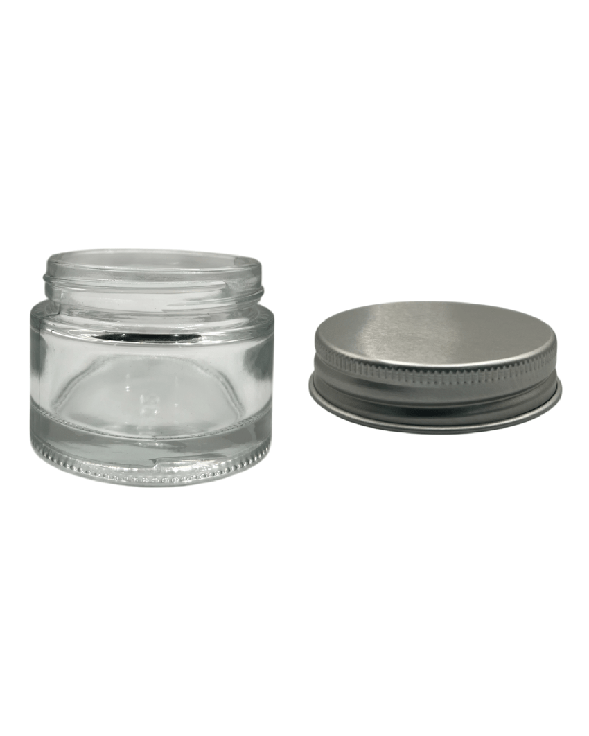 50ml Clear Glass Jar With Silver Aluminium Lid - Pack of 15