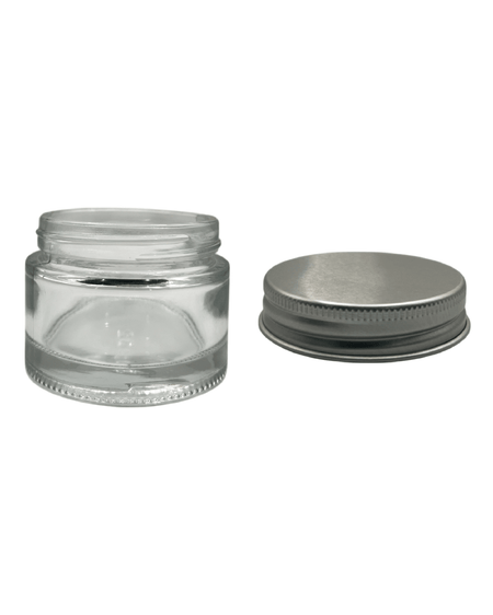 50ml Clear Glass Jar With Silver Aluminium Lid - Pack of 15