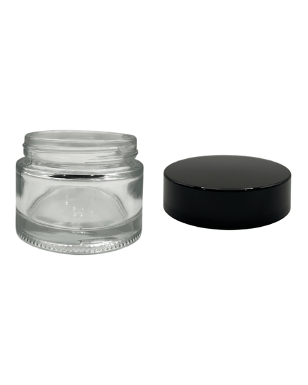 50ml Clear Glass Jar With Black ABS Lid - Pack of 15