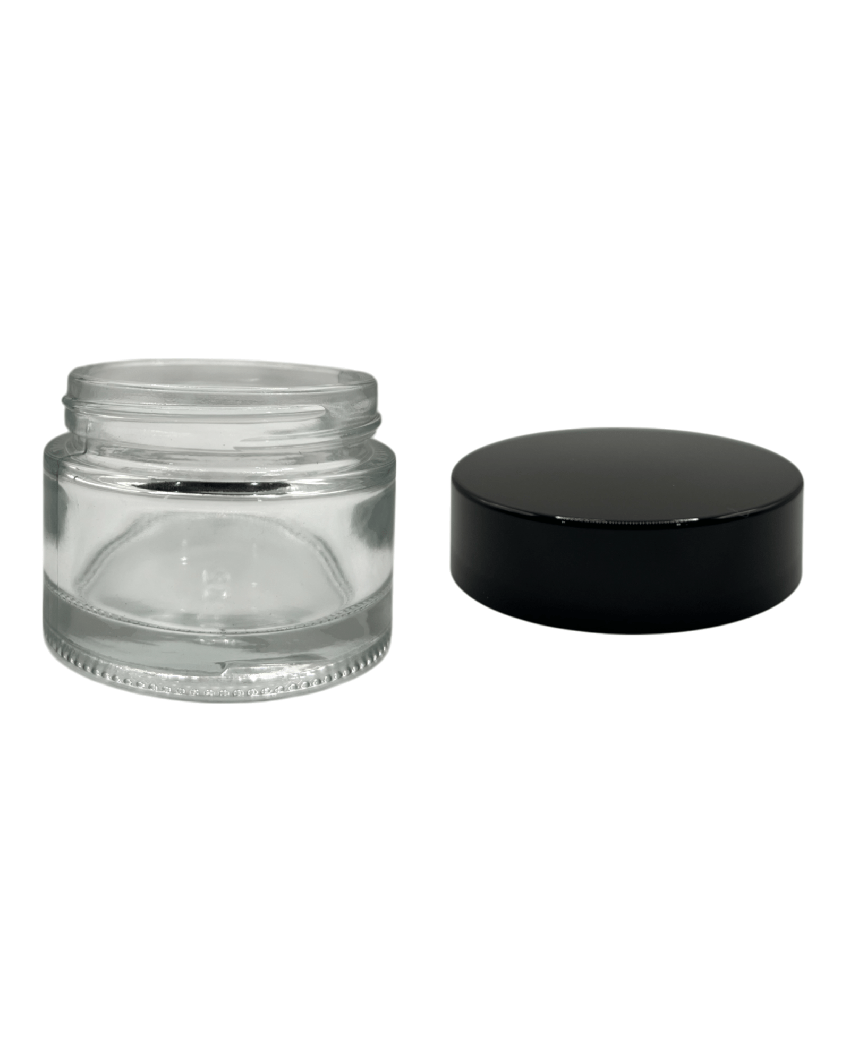 50ml Clear Glass Jar With Black ABS Lid - Pack of 15