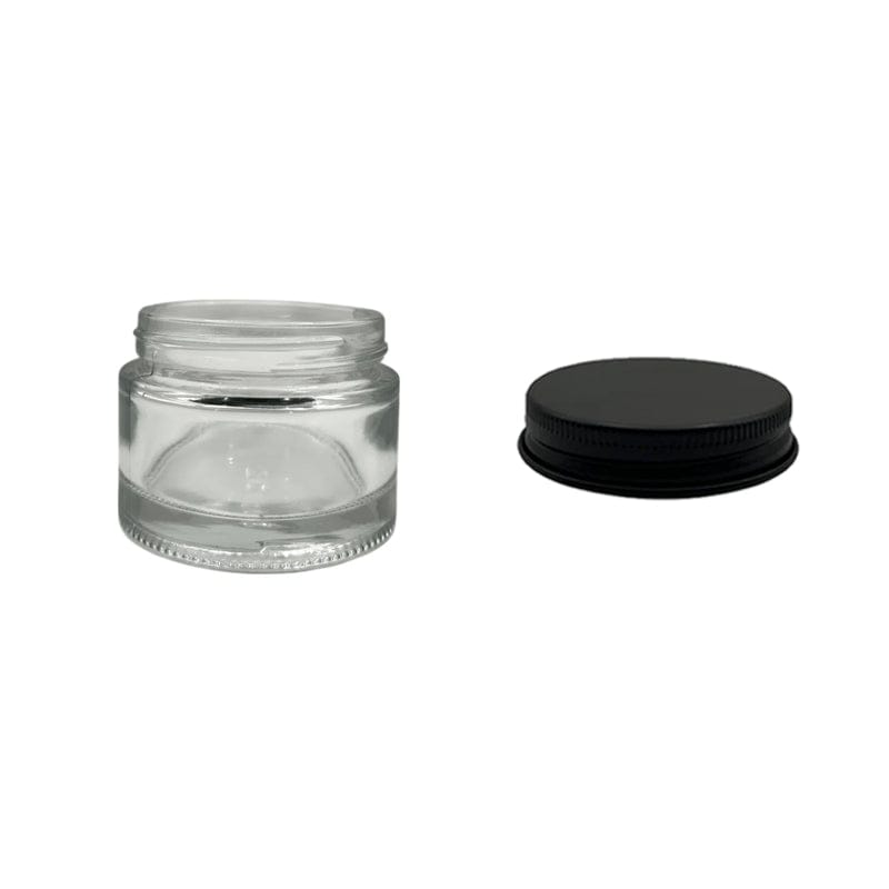50ml Clear Glass Jar With Matte Black Aluminium Lid
