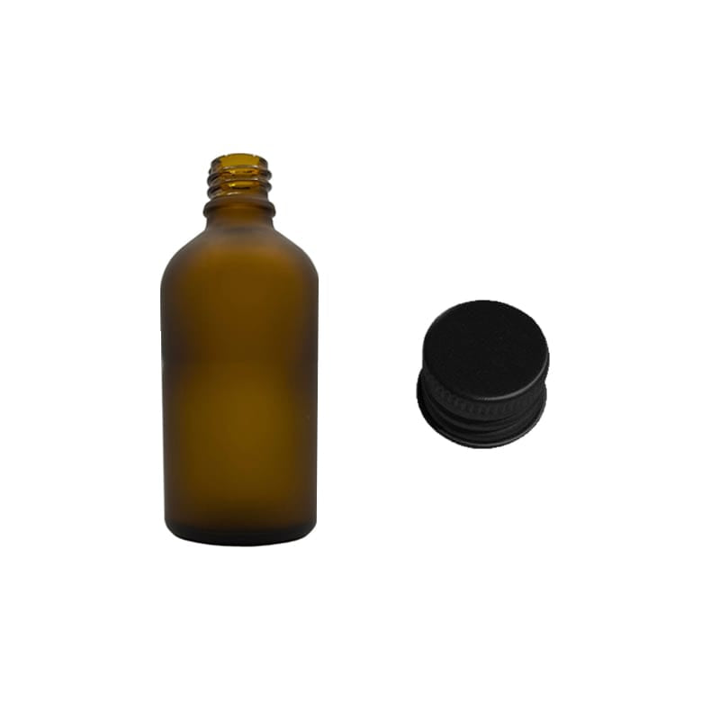 50ml Frosted Amber Glass Dropper Bottle with Black Aluminium Cap