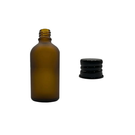 50ml Frosted Amber Glass Dropper Bottle with Black Anodised Aluminium Cap
