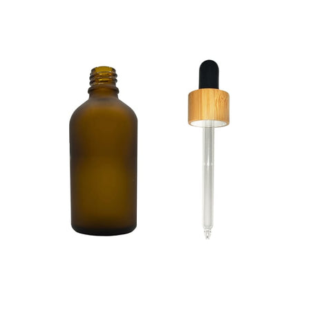 50ml Frosted Amber Glass Dropper Bottle with Black Bamboo Dropper