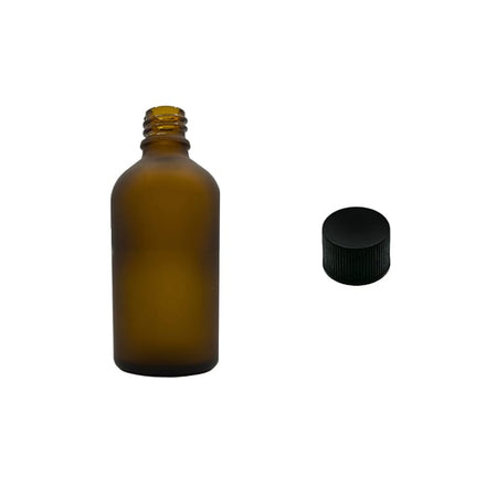 50ml Frosted Amber Glass Dropper Bottle with Black PP Wadded Cap DIN 18mm