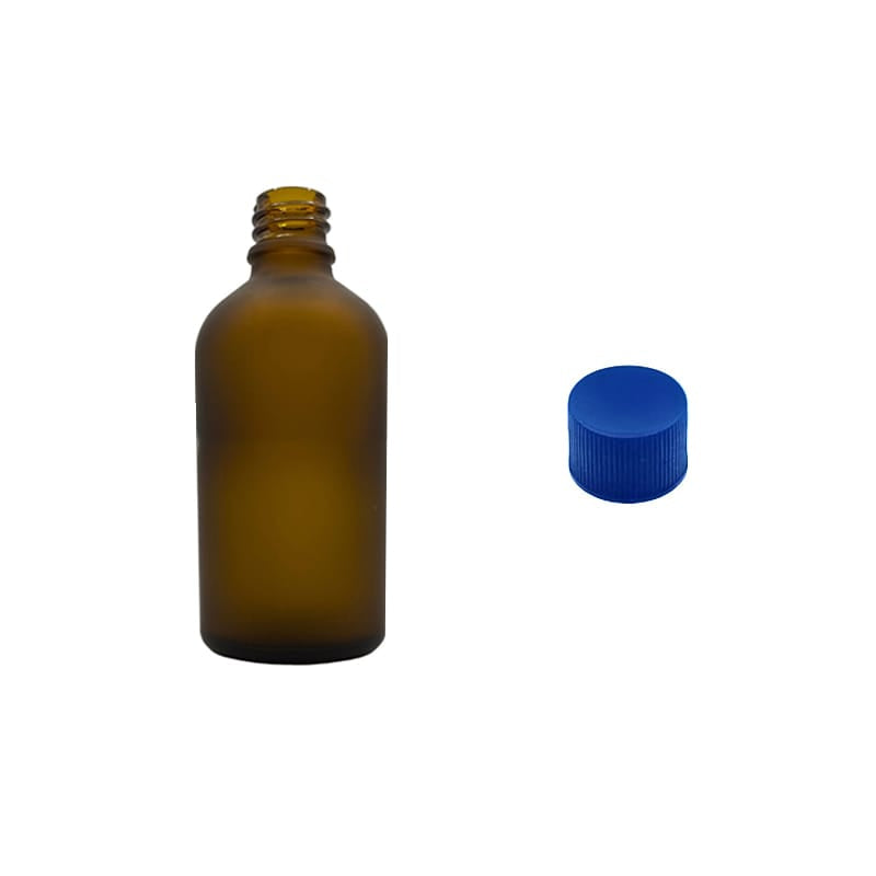 50ml Frosted Amber Glass Dropper Bottle with Blue PP Wadded Cap DIN 18mm
