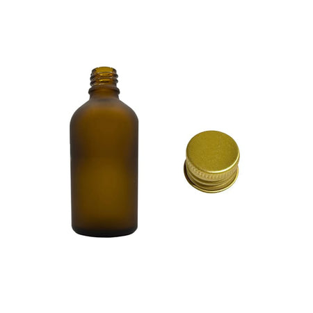 50ml Frosted Amber Glass Dropper Bottle with Gold Aluminium Cap
