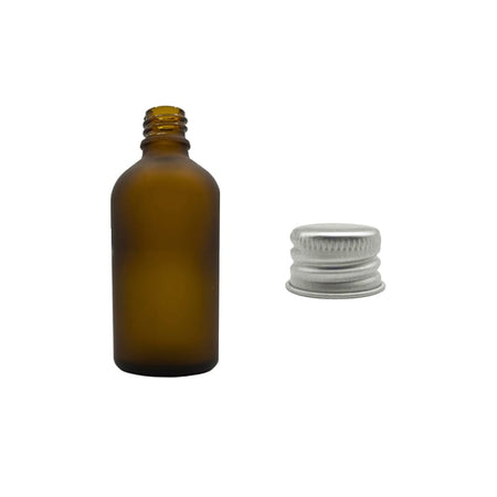 50ml Frosted Amber Glass Dropper Bottle with Silver Aluminium Cap