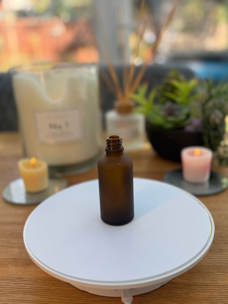 50ml Frosted Amber Glass Dropper Bottle with Stainless Steel Roller Ball with Metal Gloss Black Cap - Pack of 12