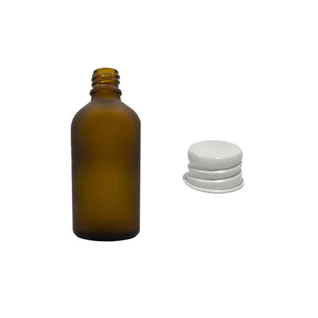 50ml Frosted Amber Glass Dropper Bottle with White Aluminium Cap