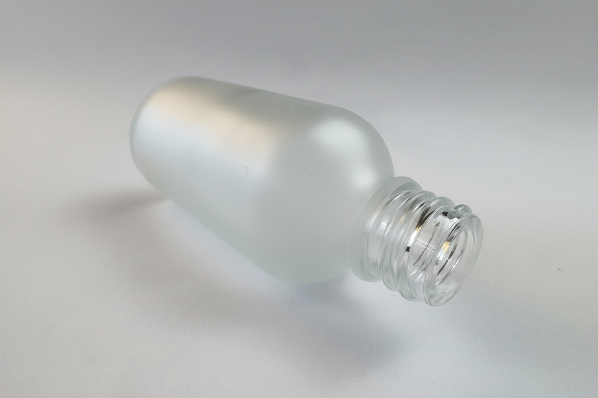 50ml Frosted Clear Glass Dropper Bottle with 0.6mm Dripper Insert and Tamper Evident Black Cap (Type II)
