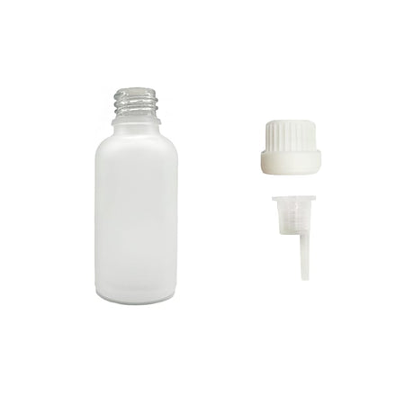 50ml Frosted Clear Glass Dropper Bottle with 1.0mm Dripper Insert and Tamper Evident White Cap (Type III)
