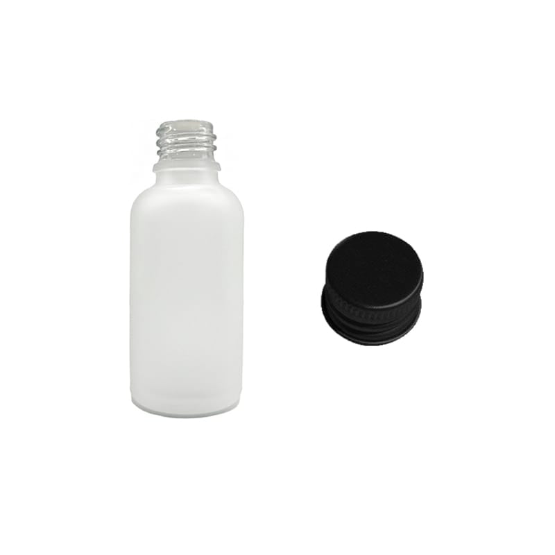 50ml Frosted Clear Glass Dropper Bottle with Black Aluminium Cap