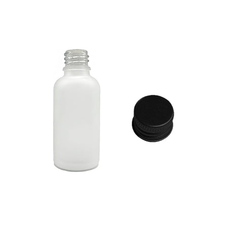 50ml Frosted Clear Glass Dropper Bottle with Black Aluminium Cap
