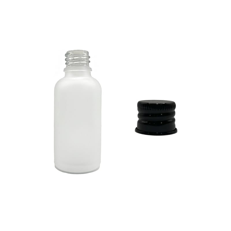50ml Frosted Clear Glass Dropper Bottle with Black Anodised Aluminium Cap