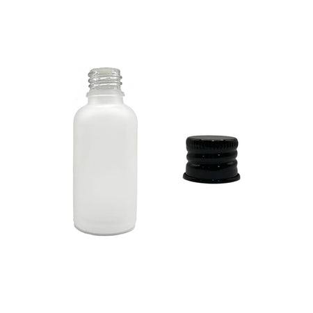 50ml Frosted Clear Glass Dropper Bottle with Black Anodised Aluminium Cap
