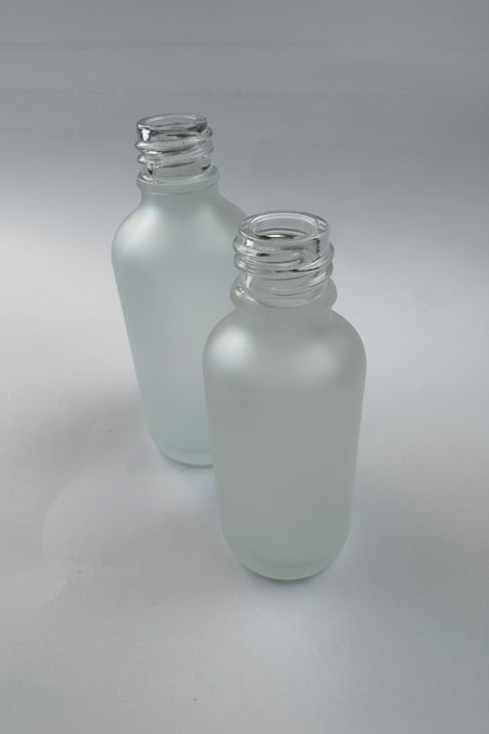 50ml Frosted Clear Glass Dropper Bottle with Black Atomiser with Bamboo Collar and Clear Over Cap