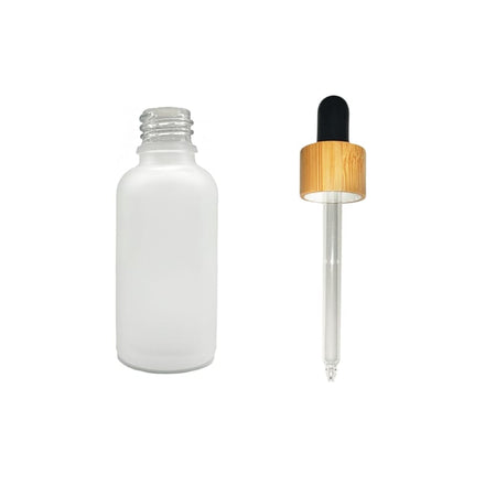 50ml Frosted Clear Glass Dropper Bottle with Black Bamboo Dropper