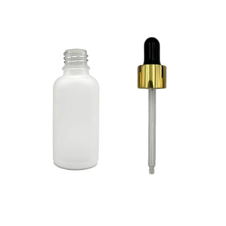 50ml Frosted Clear Glass Dropper Bottle with Black & Gold Dropper