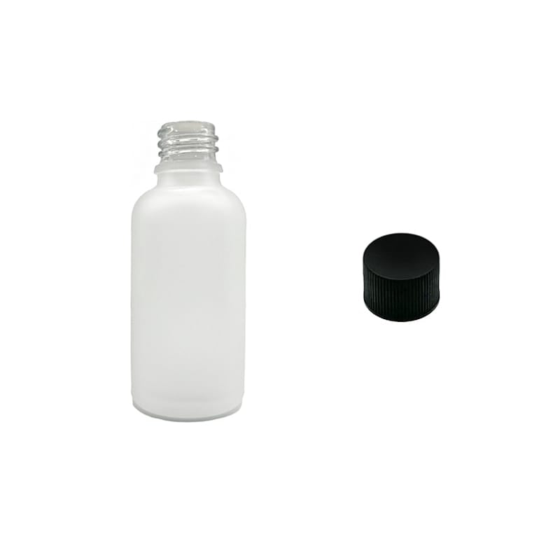 50ml Frosted Clear Glass Dropper Bottle with Black PP Wadded Cap DIN 18mm