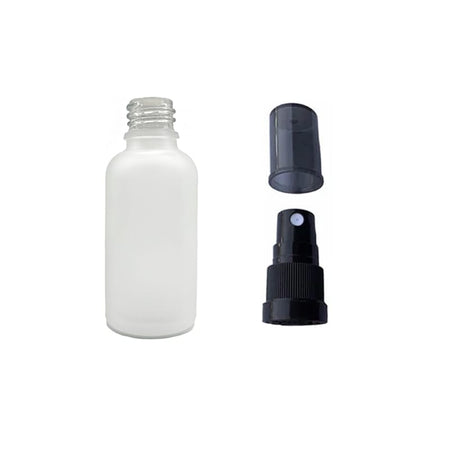 50ml Frosted Clear Glass Dropper Bottle with Black Tamper Evident Atomiser with Dark Tinted Over Cap (Type III)