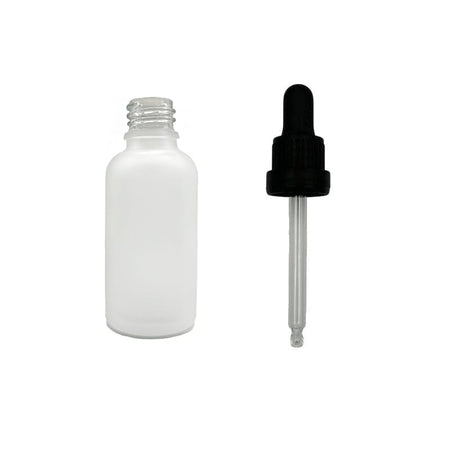 50ml Frosted Clear Glass Dropper Bottle with Black Tamper Evident Dropper (Type III)