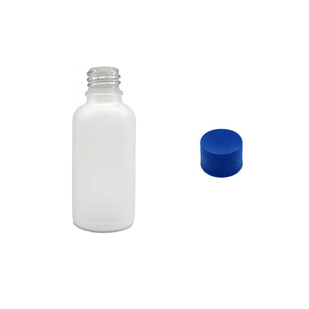 50ml Frosted Clear Glass Dropper Bottle with Blue PP Wadded Cap DIN 18mm