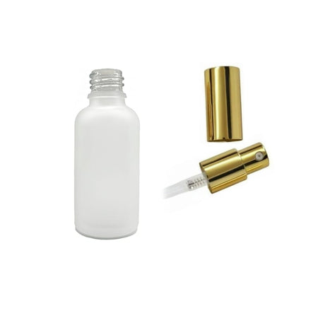50ml Frosted Clear Glass Dropper Bottle with Gold Lotion Pump with Gold Over Cap