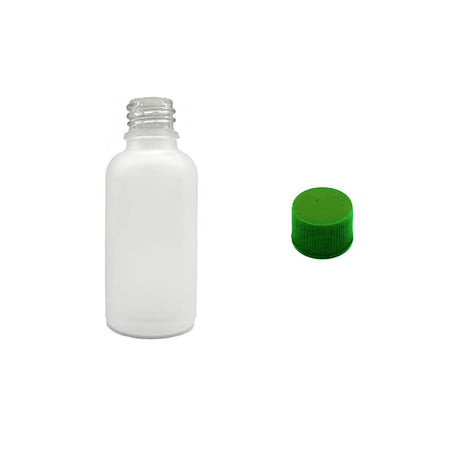 50ml Frosted Clear Glass Dropper Bottle with Green PP Wadded Cap DIN 18mm
